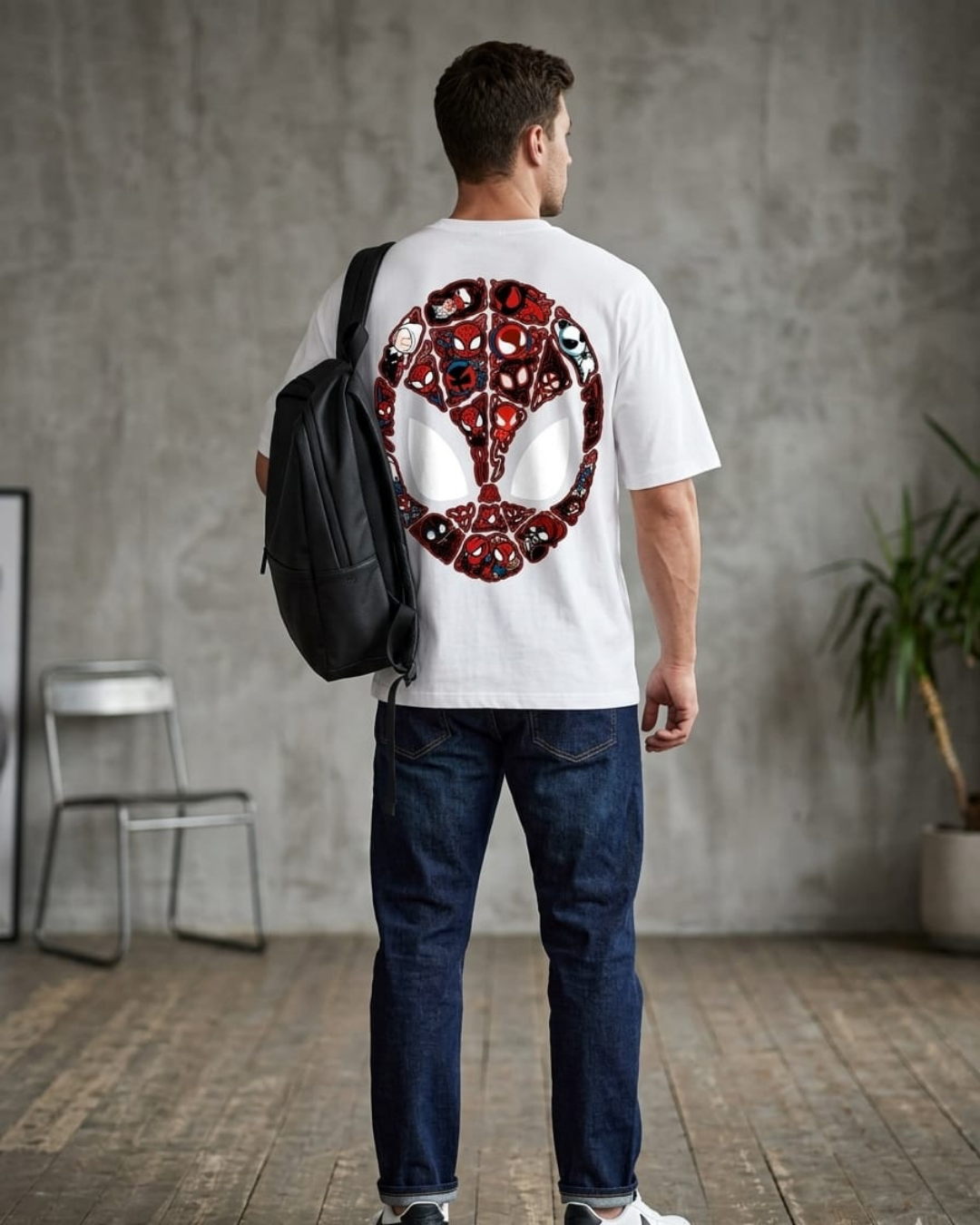 Men’s Premium Graphic Printed White T-Shirt (Spider Mask Design)