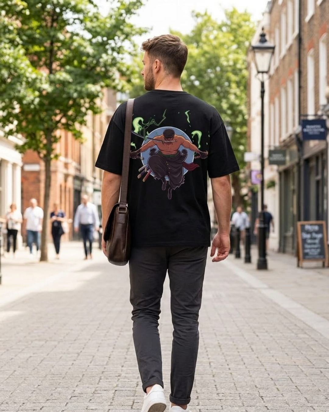 Anime Printed Oversized Black T-Shirt for Men | Premium Cotton Graphic Tee