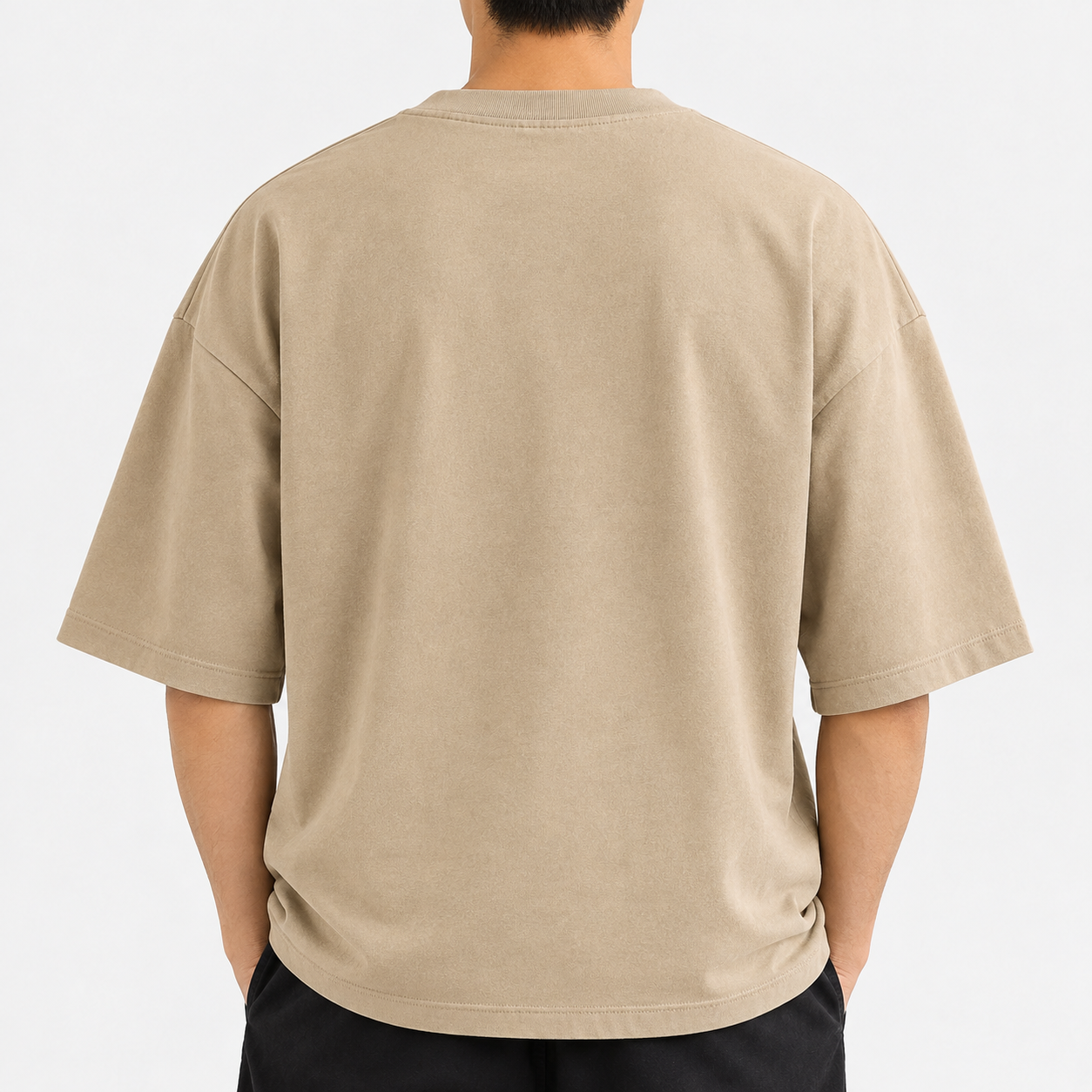 Classic Beige Oversized T-Shirt – Signature Printed Front - Image 3