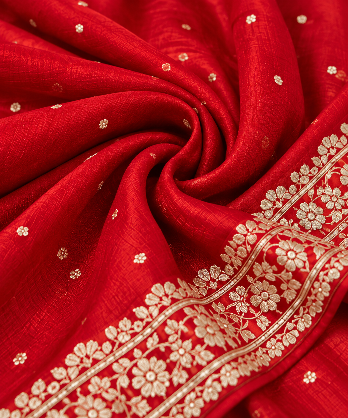 Red Gota Work Dola Viscose Silk Designer Saree - Image 4